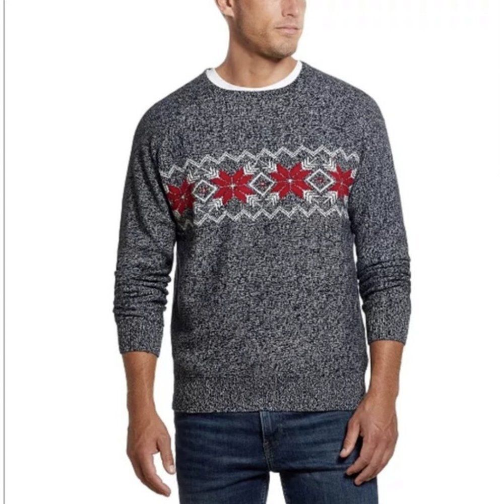 NWT Original Weatherproof Vintage Fair Isle Sweater Snowflake Pullover Gray L